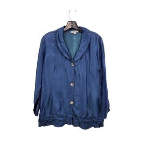 Hanna for La Journee Women's Shawl Collar Button Front Top